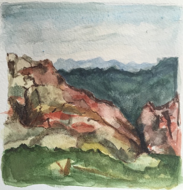 Red Rock Remembrance Watercolor, 5" x 5" 23/30 in 30